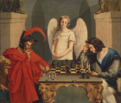 Faust und Mephisto beim Schachspiel, Öl auf Leinwand Author: Anonymous